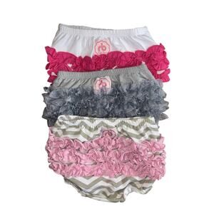 Ruffle Buns 3 Pack Baby Bloomers Diaper Covers Modest Under Dress Pink